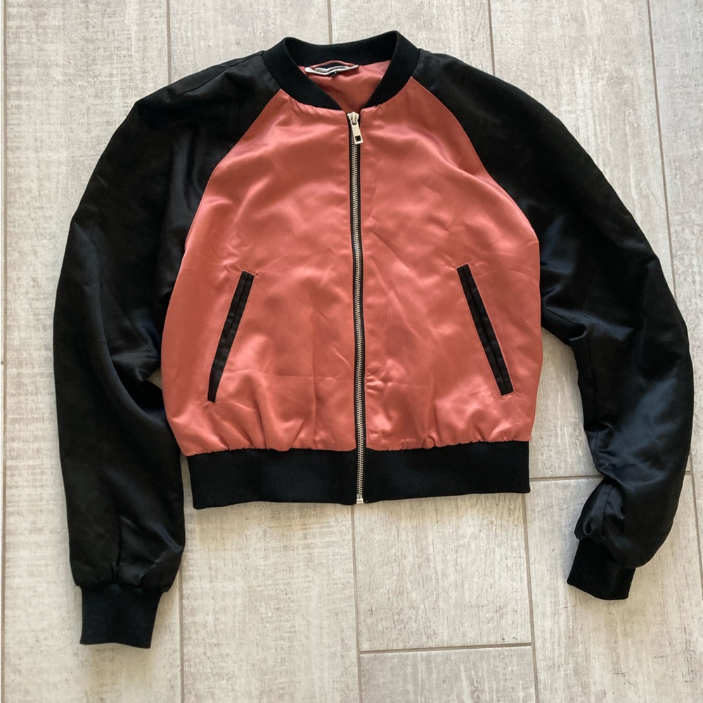 Noisy may Black and Pink Bomber Jacket